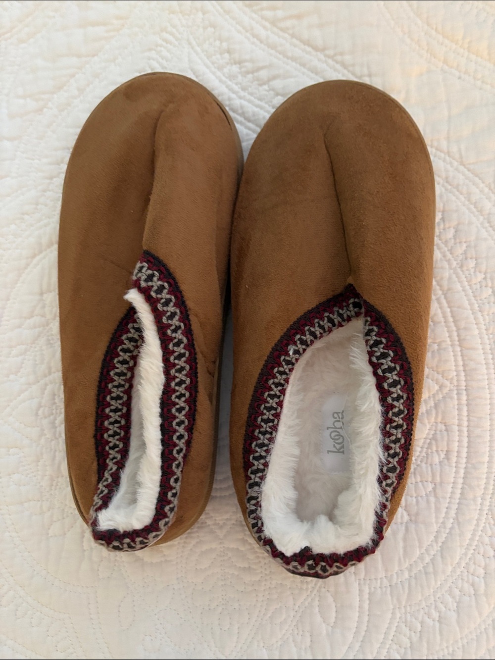 Kooba new Cozy Brown Faux-Suede Slipper Shoes size large 8-9